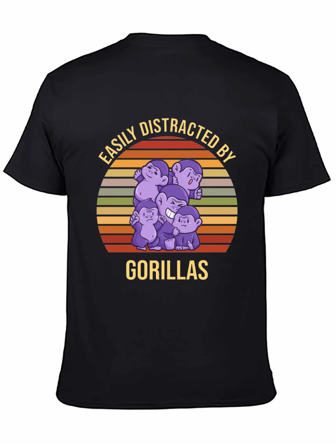 Easily Distracted By Gorillas Sunset Basic Graphic T-Shirt ¨C Daily Comfort In Soft Cotton