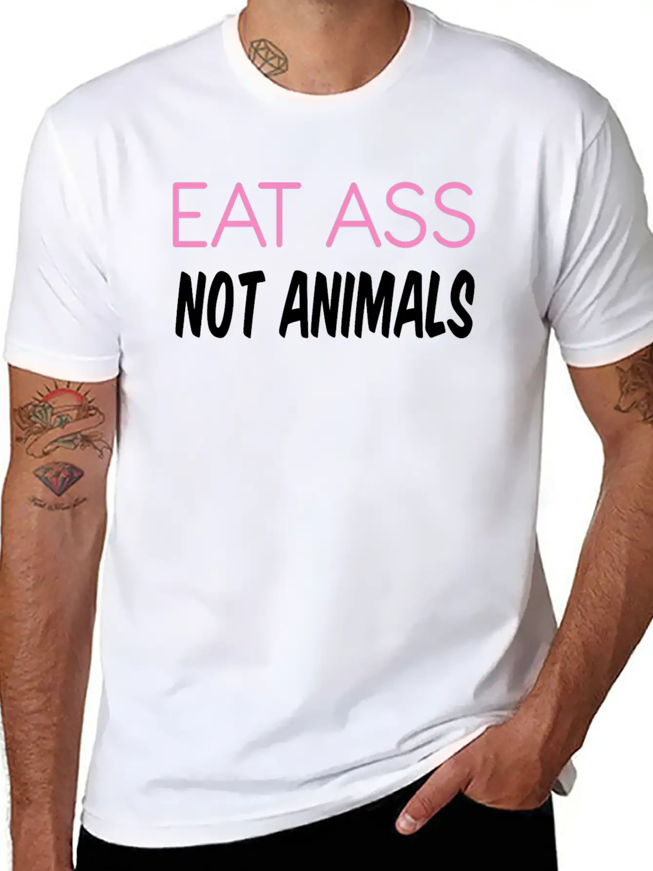 EAT ASS NOT ANIMALS Soft Cotton Short Sleeve Tee ¨C Unisex Wardrobe Staple