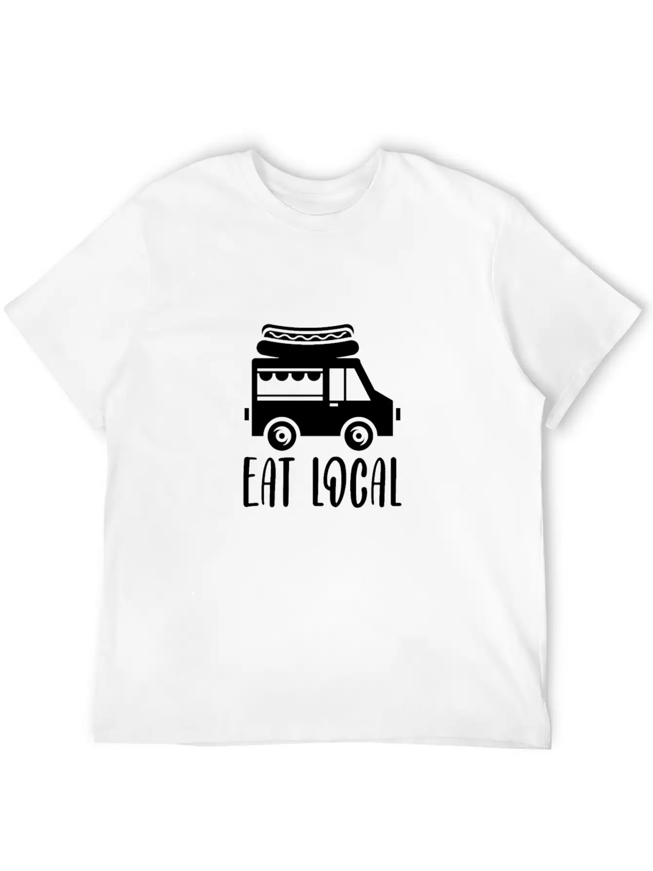 Eat Local, Food Truck Essential Cotton Tee For Daily Outfits ¨C Unisex Style