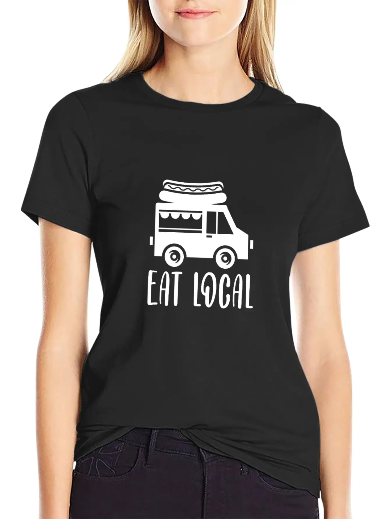 Eat Local, Food Truck Essential Cotton Tee For Daily Outfits ¨C Unisex Style