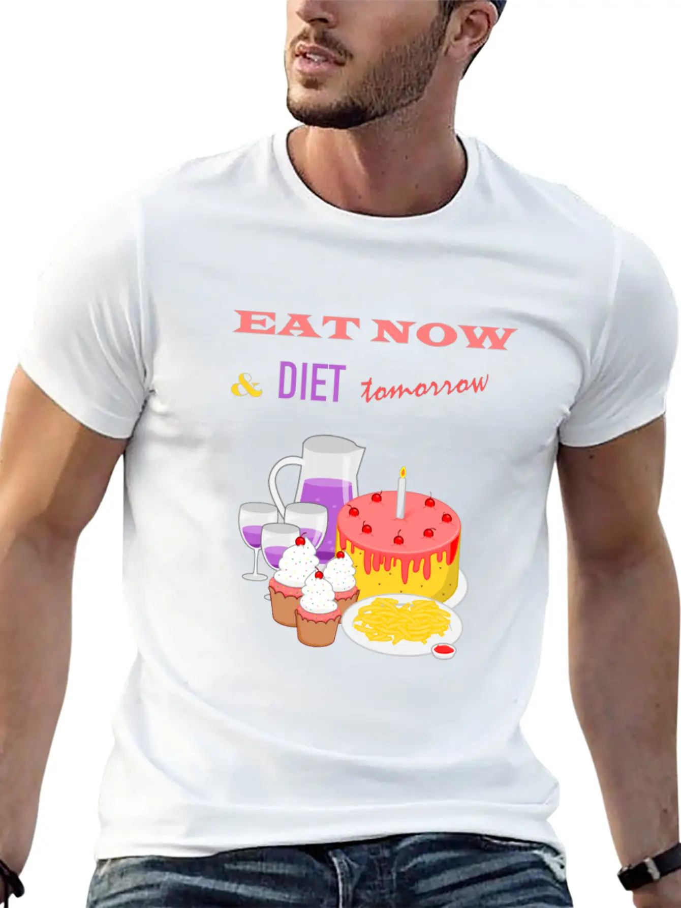 Eat Now & Diet Tomorrow Soft Cotton Short Sleeve Tee ¨C Unisex Wardrobe Staple