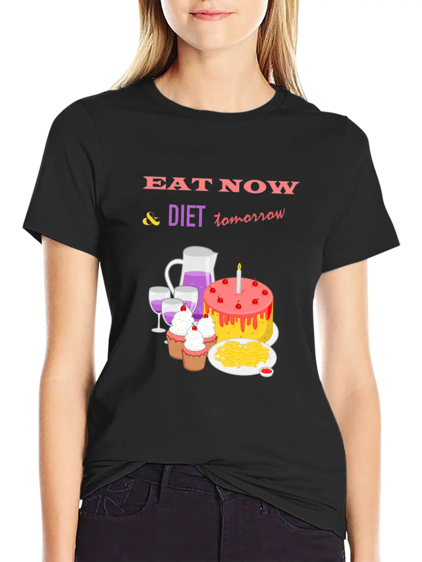 Eat Now & Diet Tomorrow Soft Cotton Short Sleeve Tee ¨C Unisex Wardrobe Staple