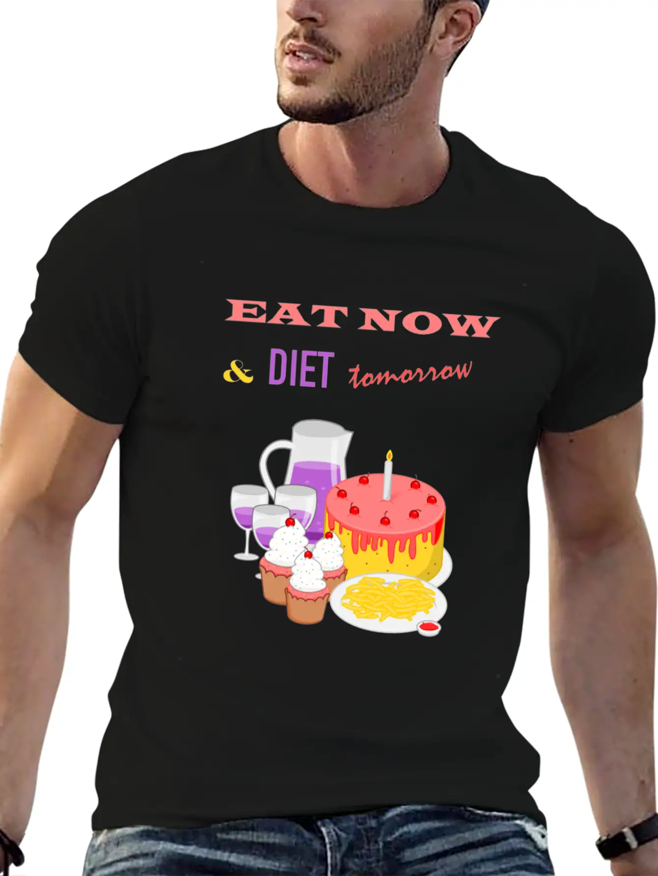 Eat Now & Diet Tomorrow Soft Cotton Short Sleeve Tee ¨C Unisex Wardrobe Staple