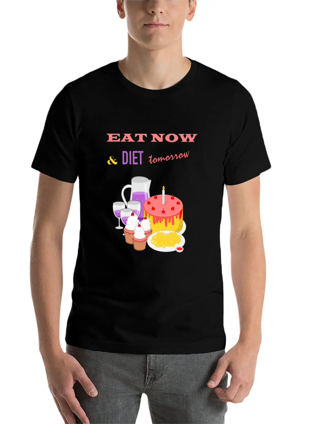 Eat Now & Diet Tomorrow Soft Cotton Short Sleeve Tee ¨C Unisex Wardrobe Staple