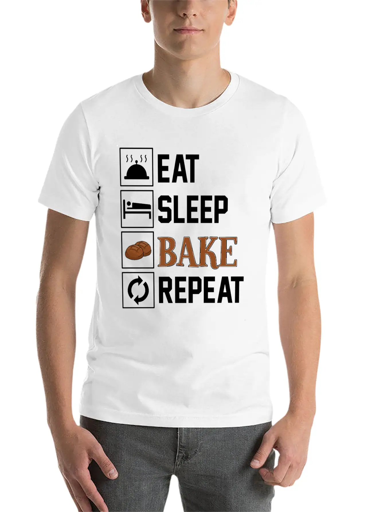 Eat, Sleep And Bake Soft Cotton Short Sleeve Tee ¨C Unisex Wardrobe Staple