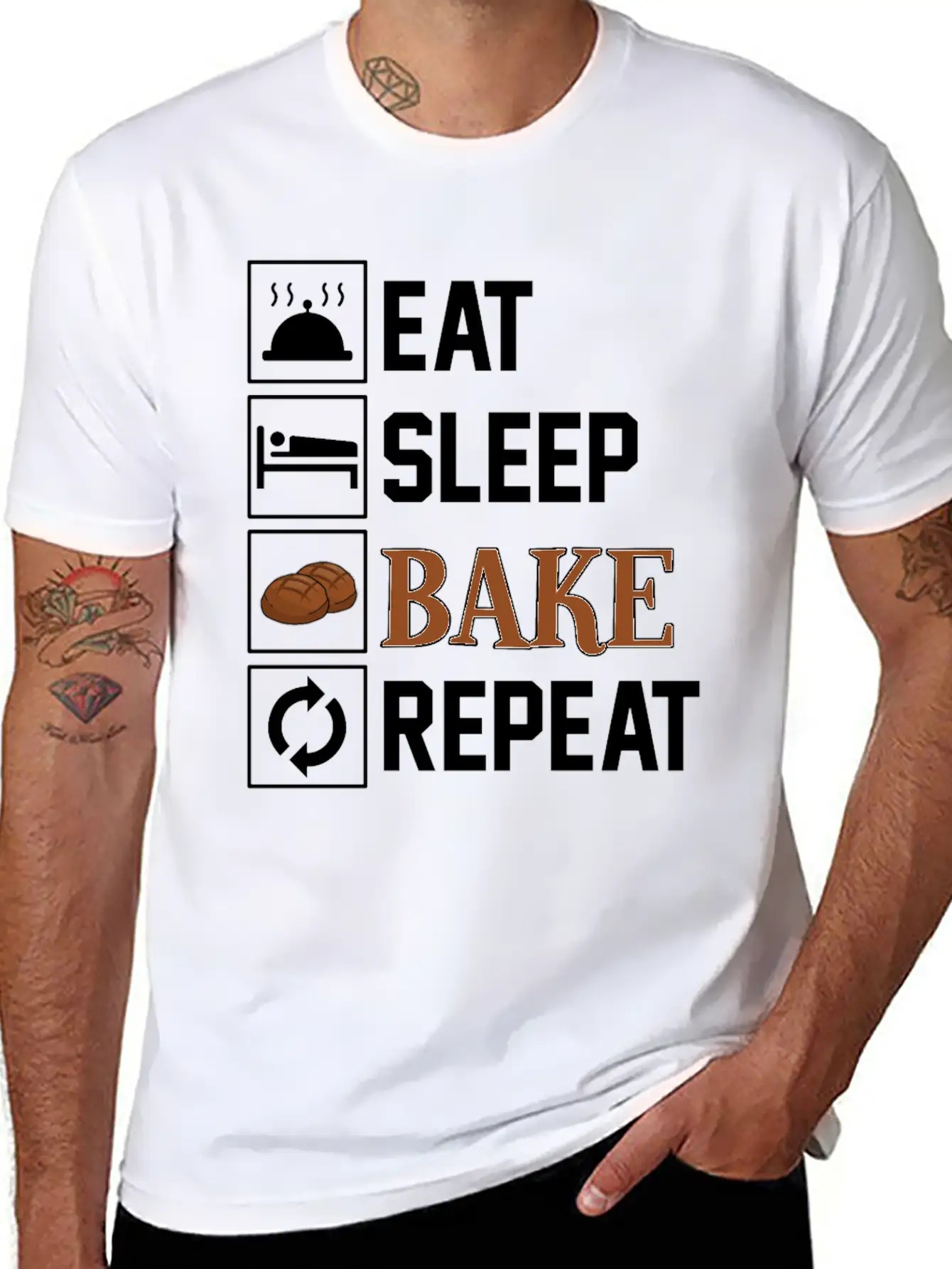 Eat, Sleep And Bake Soft Cotton Short Sleeve Tee ¨C Unisex Wardrobe Staple