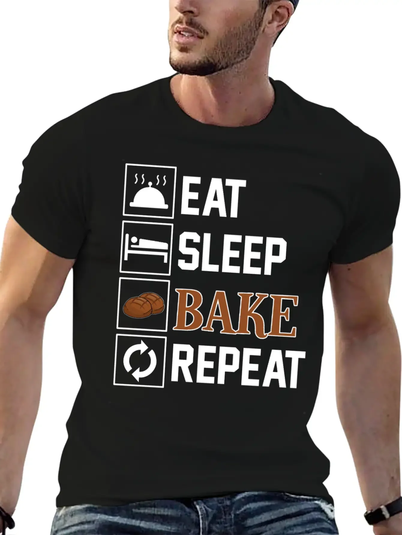Eat, Sleep And Bake Soft Cotton Short Sleeve Tee ¨C Unisex Wardrobe Staple