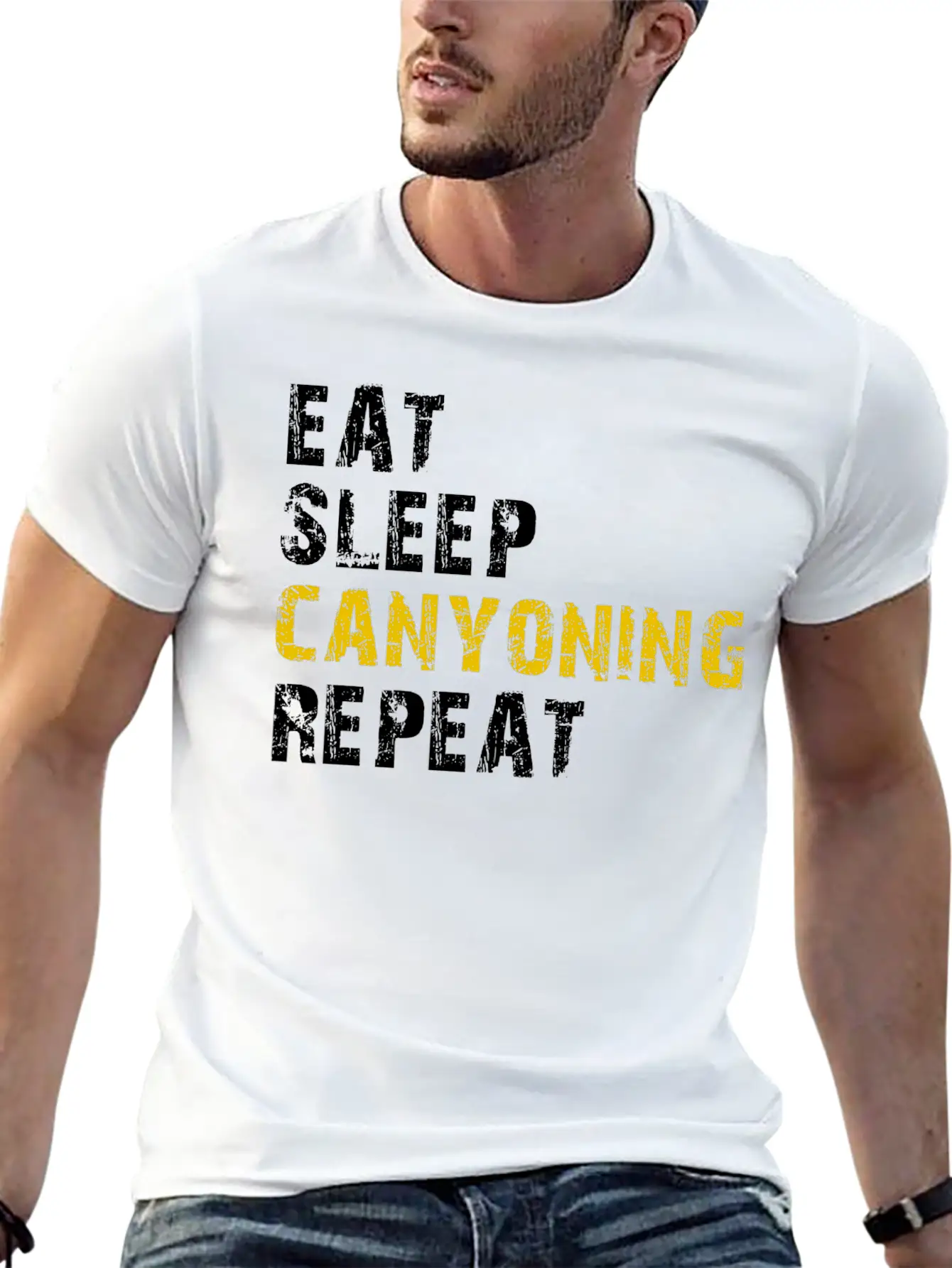 Eat Sleep Canyoning Essential Cotton Tee For Daily Outfits ¨C Unisex Style