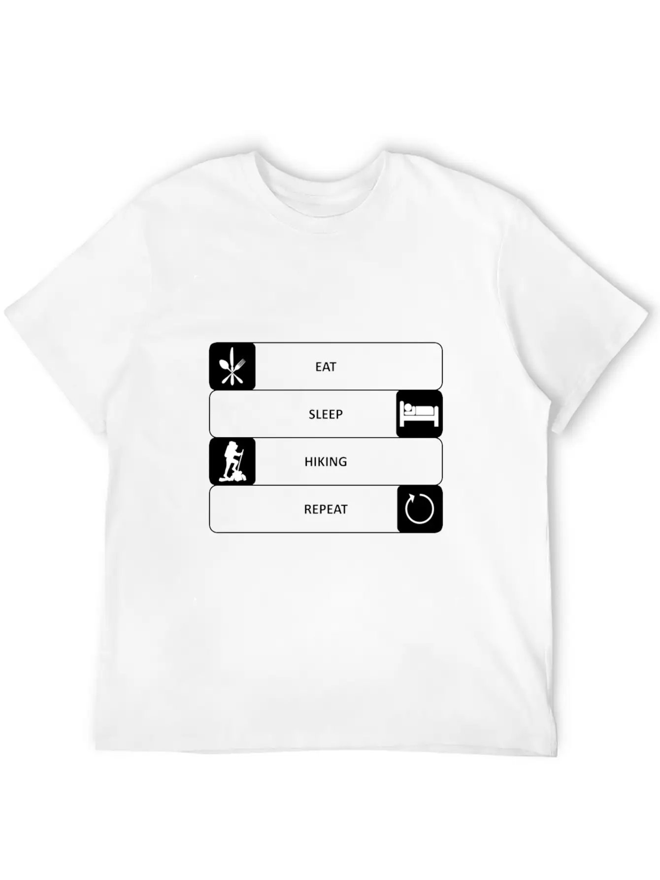 Eat Sleep Hiking Repeat Sports Nature Hobby Essential Cotton Tee For Daily Outfits ¨C Unisex Style