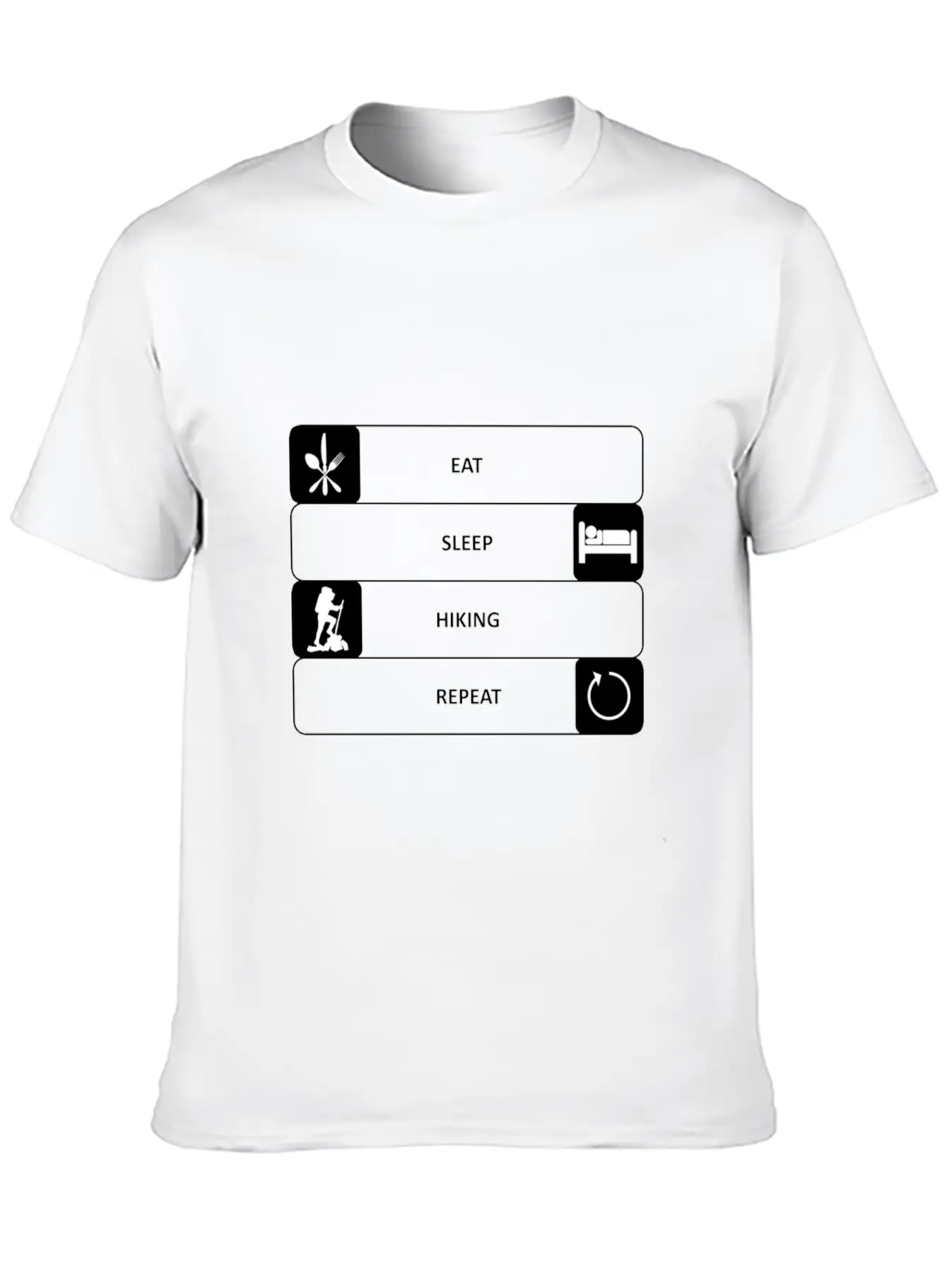 Eat Sleep Hiking Repeat Sports Nature Hobby Essential Cotton Tee For Daily Outfits ¨C Unisex Style