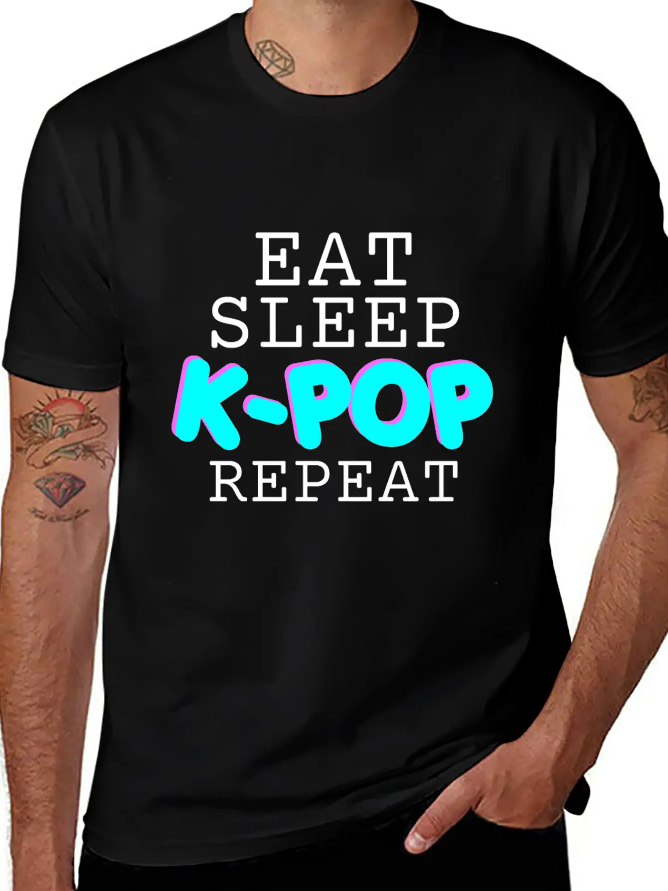 EAT SLEEP K-POP REPEAT - GIFT FOR GIRLS - KOREAN Basic Graphic T-Shirt ¨C Daily Comfort In Soft Cotton