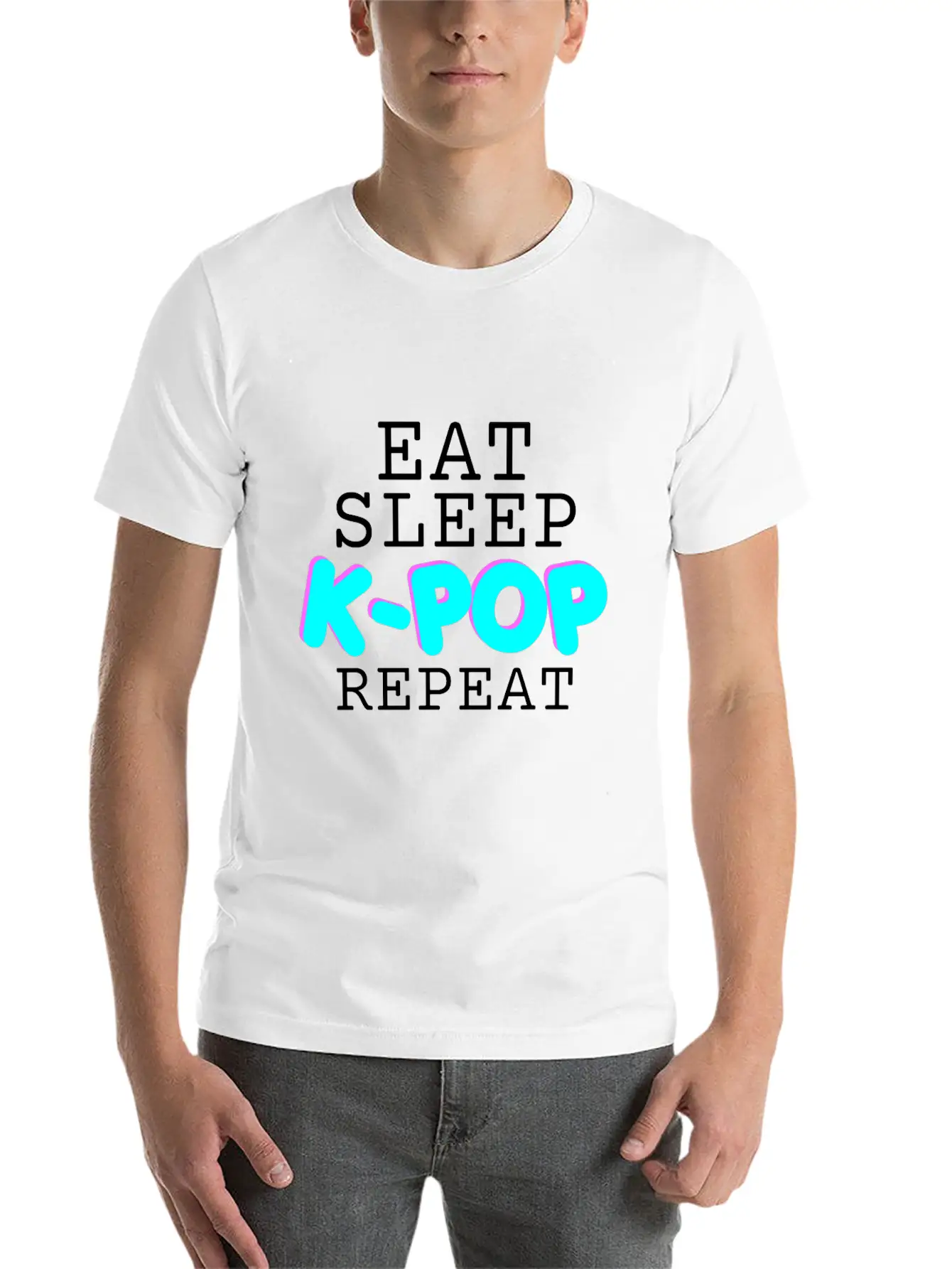 EAT SLEEP K-POP REPEAT - GIFT FOR GIRLS - KOREAN Basic Graphic T-Shirt ¨C Daily Comfort In Soft Cotton