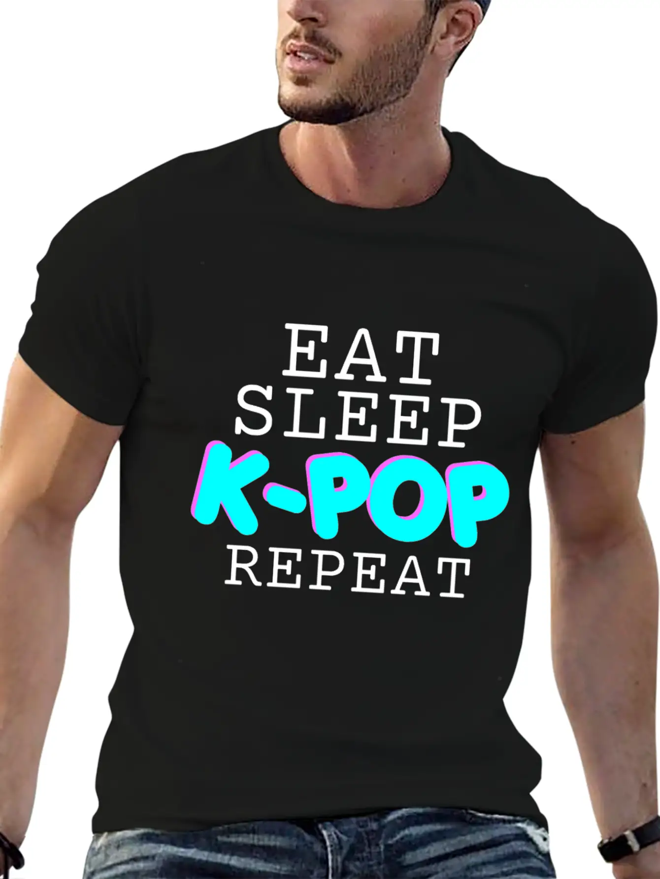 EAT SLEEP K-POP REPEAT - GIFT FOR GIRLS - KOREAN Basic Graphic T-Shirt ¨C Daily Comfort In Soft Cotton