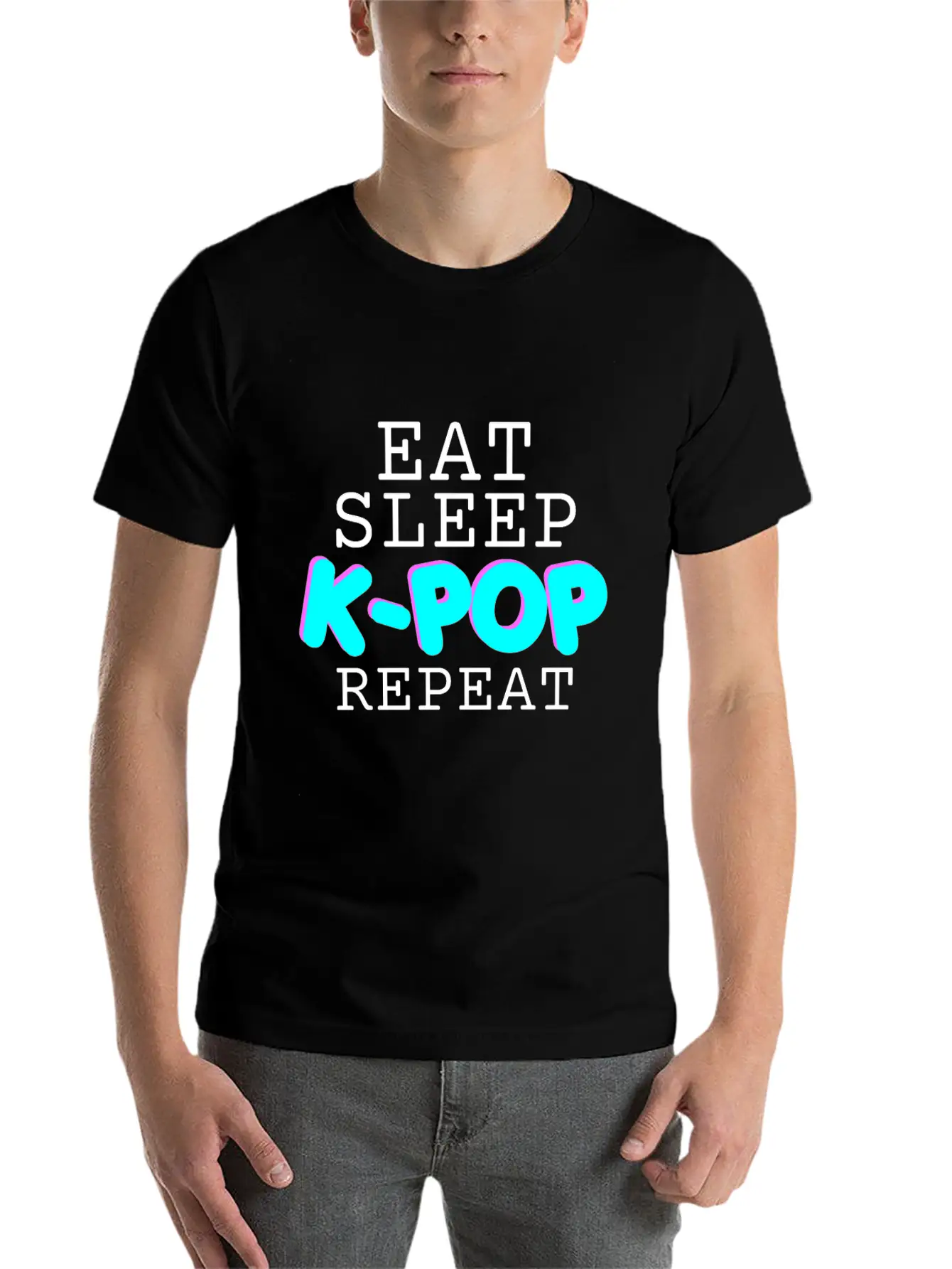 EAT SLEEP K-POP REPEAT - GIFT FOR GIRLS - KOREAN Basic Graphic T-Shirt ¨C Daily Comfort In Soft Cotton