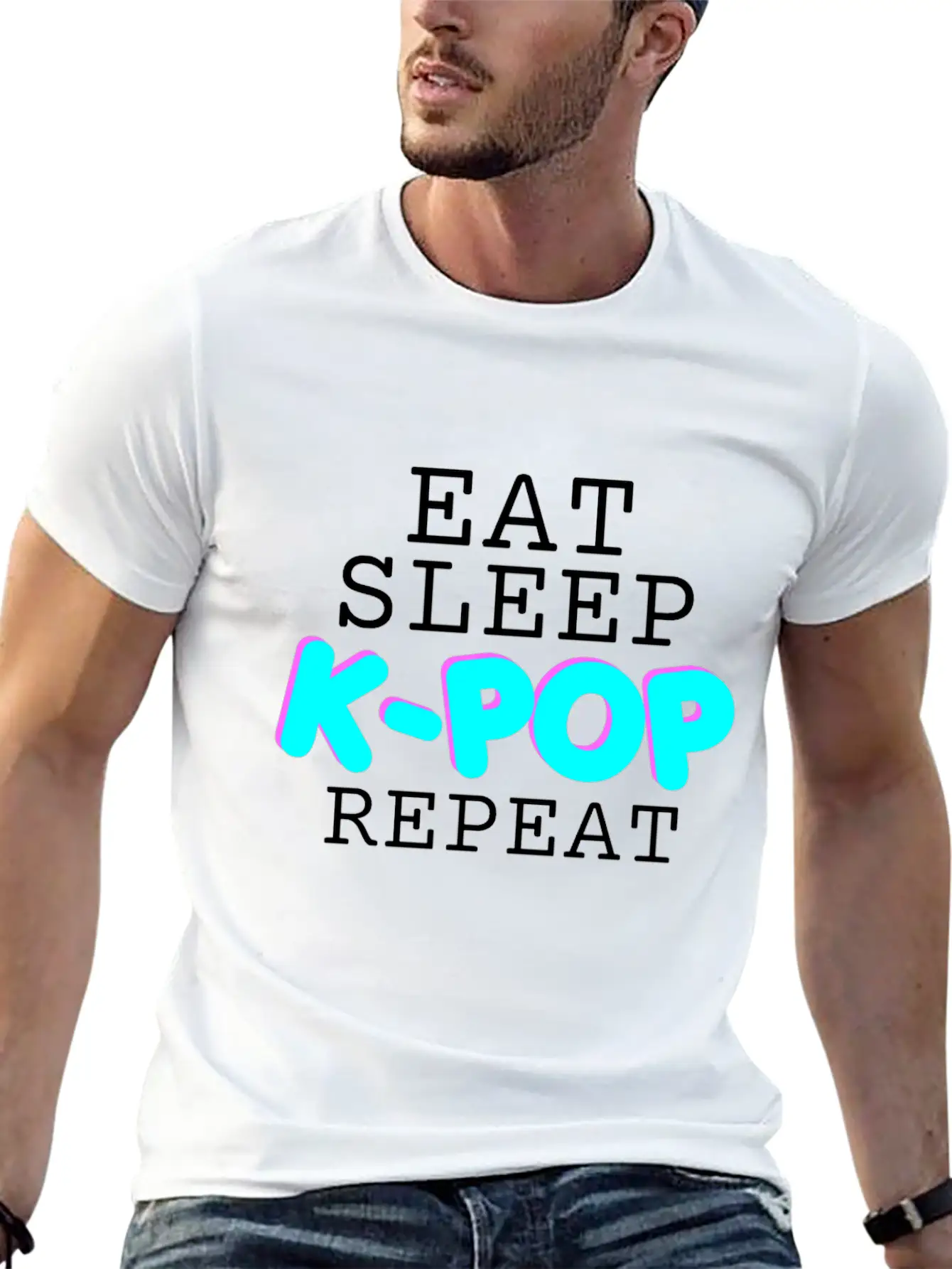 EAT SLEEP K-POP REPEAT - GIFT FOR GIRLS - KOREAN Basic Graphic T-Shirt ¨C Daily Comfort In Soft Cotton
