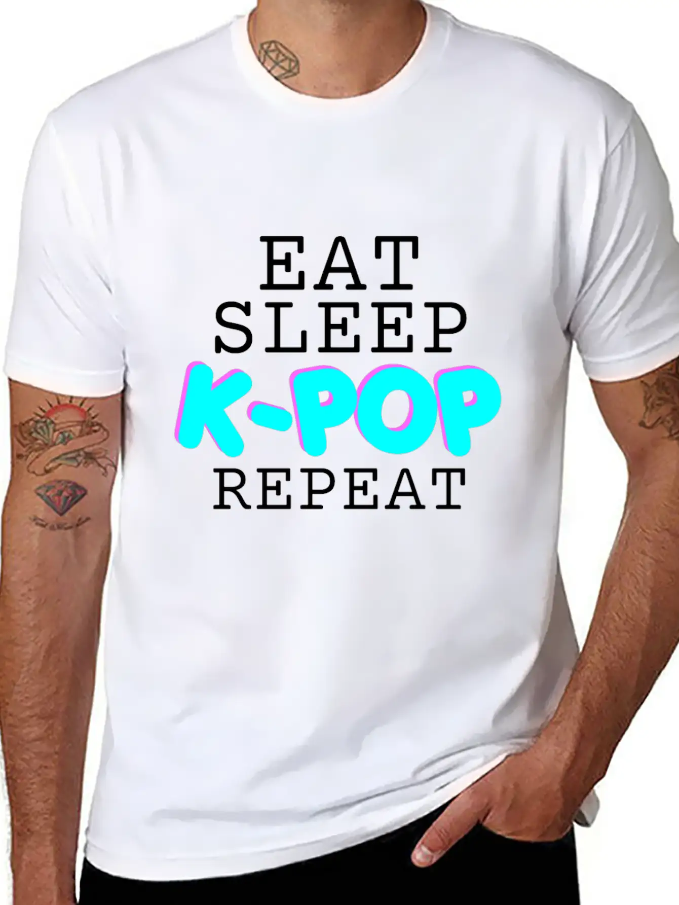 EAT SLEEP K-POP REPEAT - GIFT FOR GIRLS - KOREAN Basic Graphic T-Shirt ¨C Daily Comfort In Soft Cotton