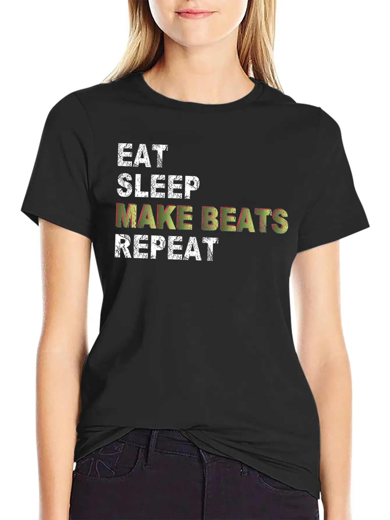 Eat Sleep Make Beats Repeat Basic Graphic T-Shirt ¨C Daily Comfort In Soft Cotton