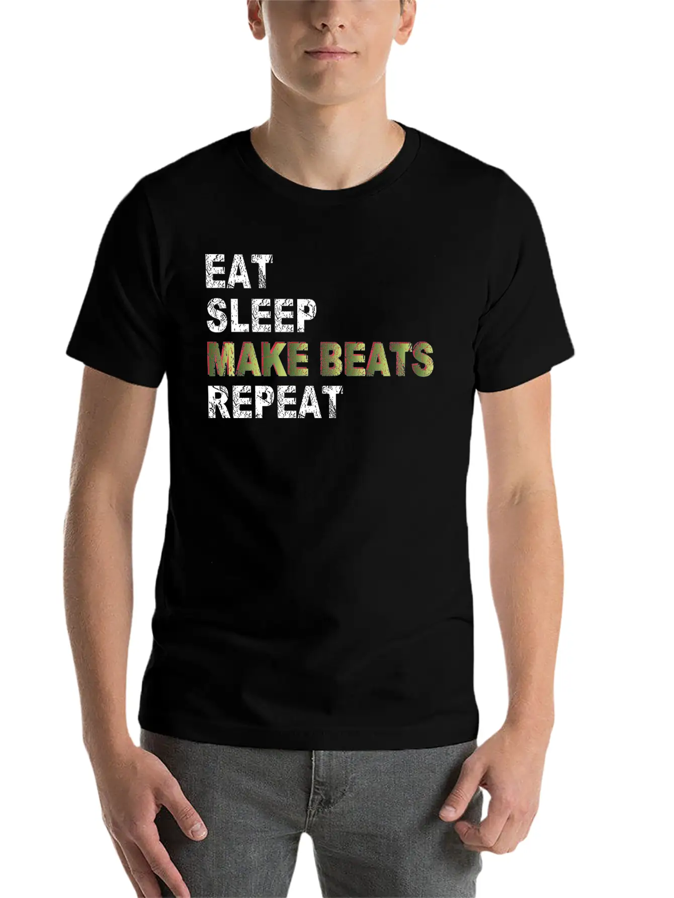 Eat Sleep Make Beats Repeat Basic Graphic T-Shirt ¨C Daily Comfort In Soft Cotton