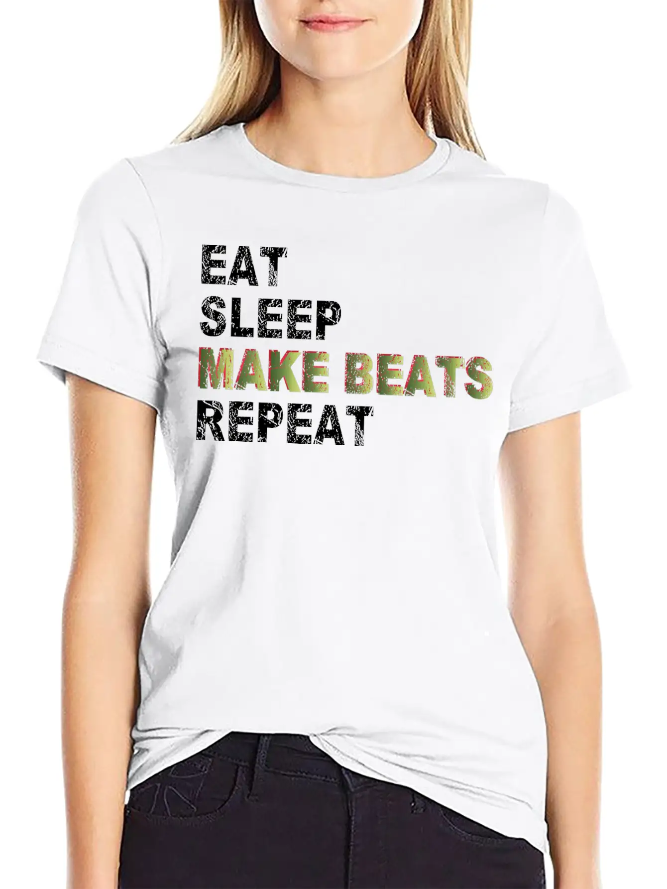 Eat Sleep Make Beats Repeat Basic Graphic T-Shirt ¨C Daily Comfort In Soft Cotton