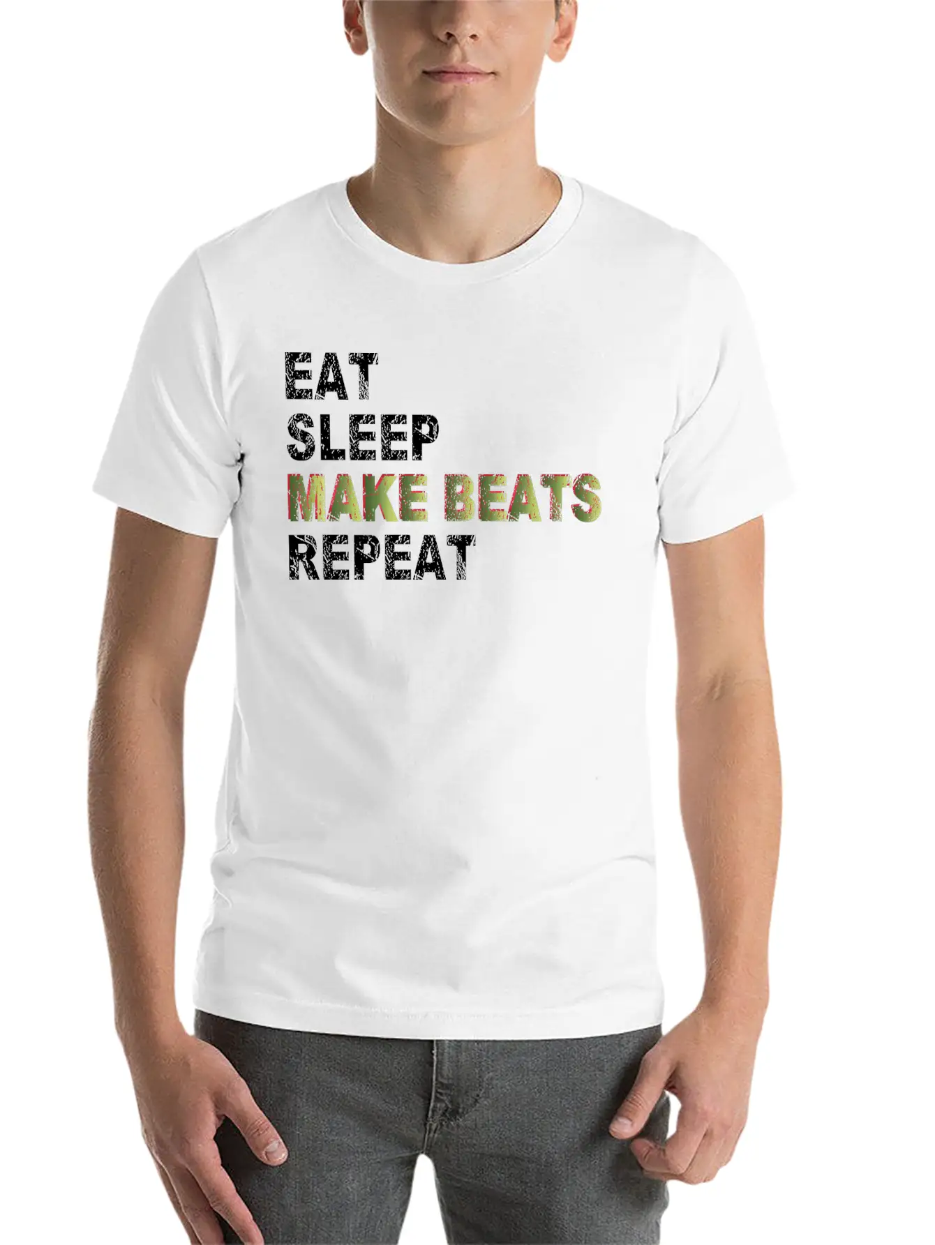 Eat Sleep Make Beats Repeat Basic Graphic T-Shirt ¨C Daily Comfort In Soft Cotton