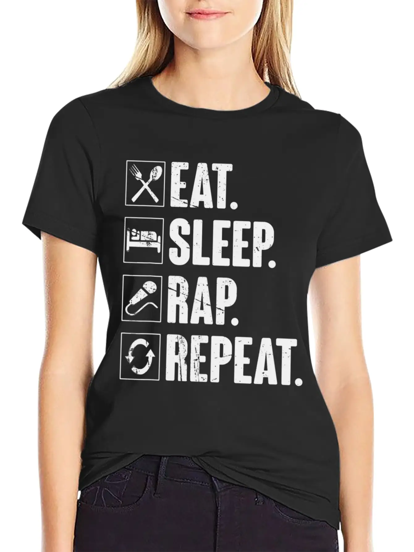 Eat Sleep Rap Repeat Funny Rapper Gift T Soft Cotton Short Sleeve Tee ¨C Unisex Wardrobe Staple