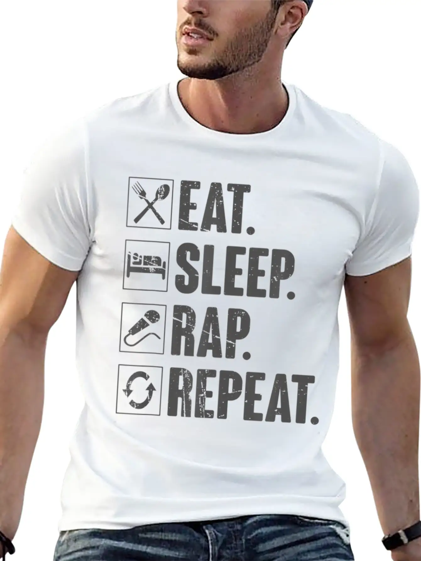Eat Sleep Rap Repeat Funny Rapper Gift T Soft Cotton Short Sleeve Tee ¨C Unisex Wardrobe Staple