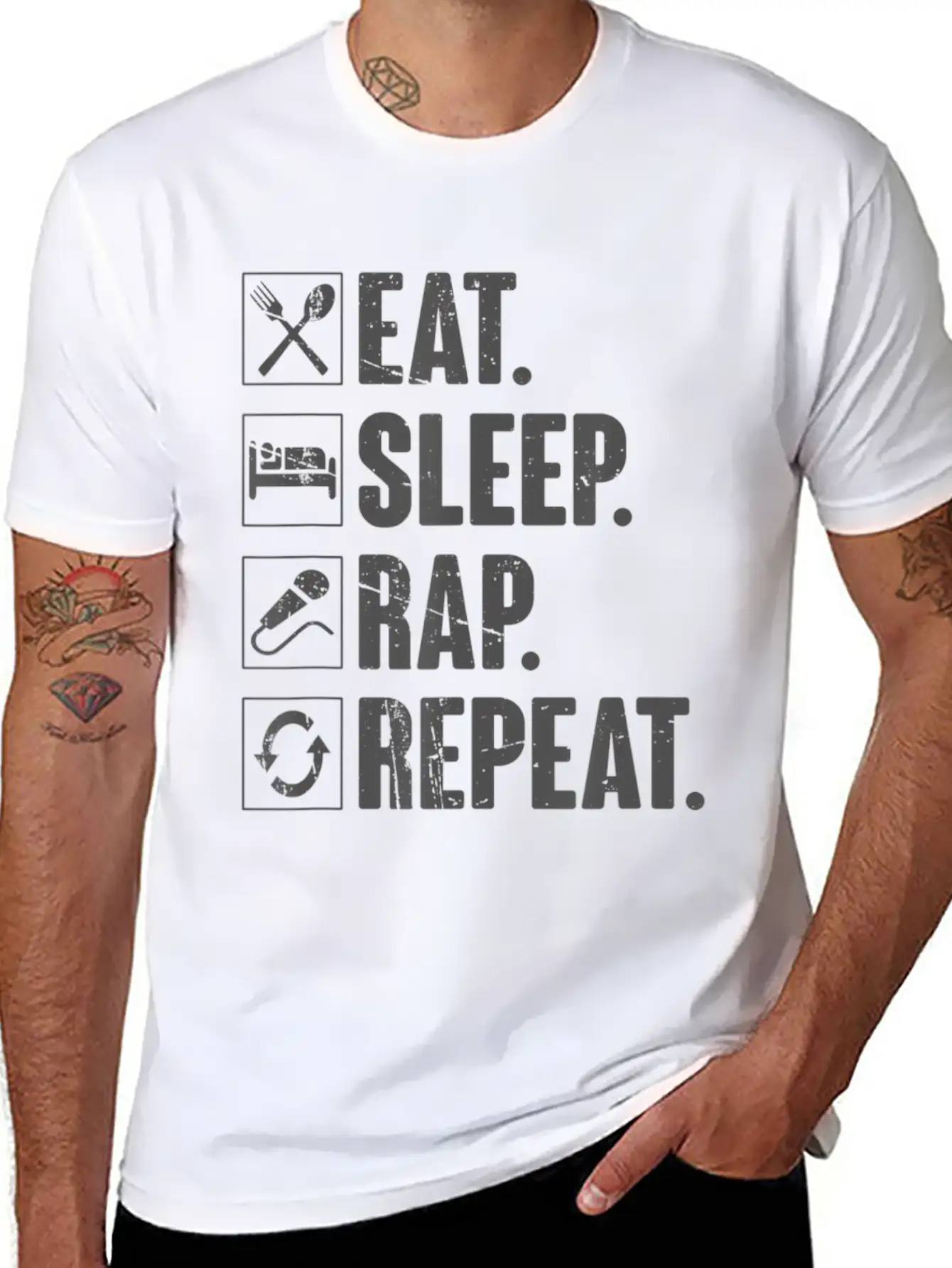 Eat Sleep Rap Repeat Funny Rapper Gift T Soft Cotton Short Sleeve Tee ¨C Unisex Wardrobe Staple