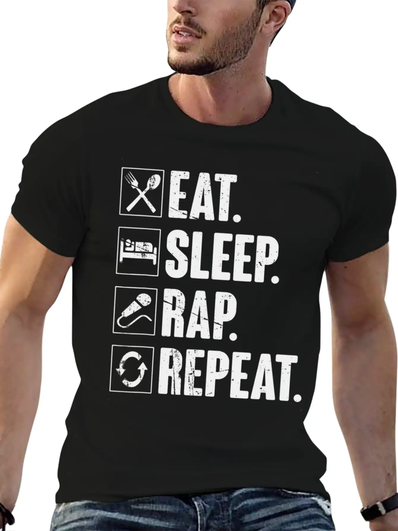 Eat Sleep Rap Repeat Funny Rapper Gift T Soft Cotton Short Sleeve Tee ¨C Unisex Wardrobe Staple