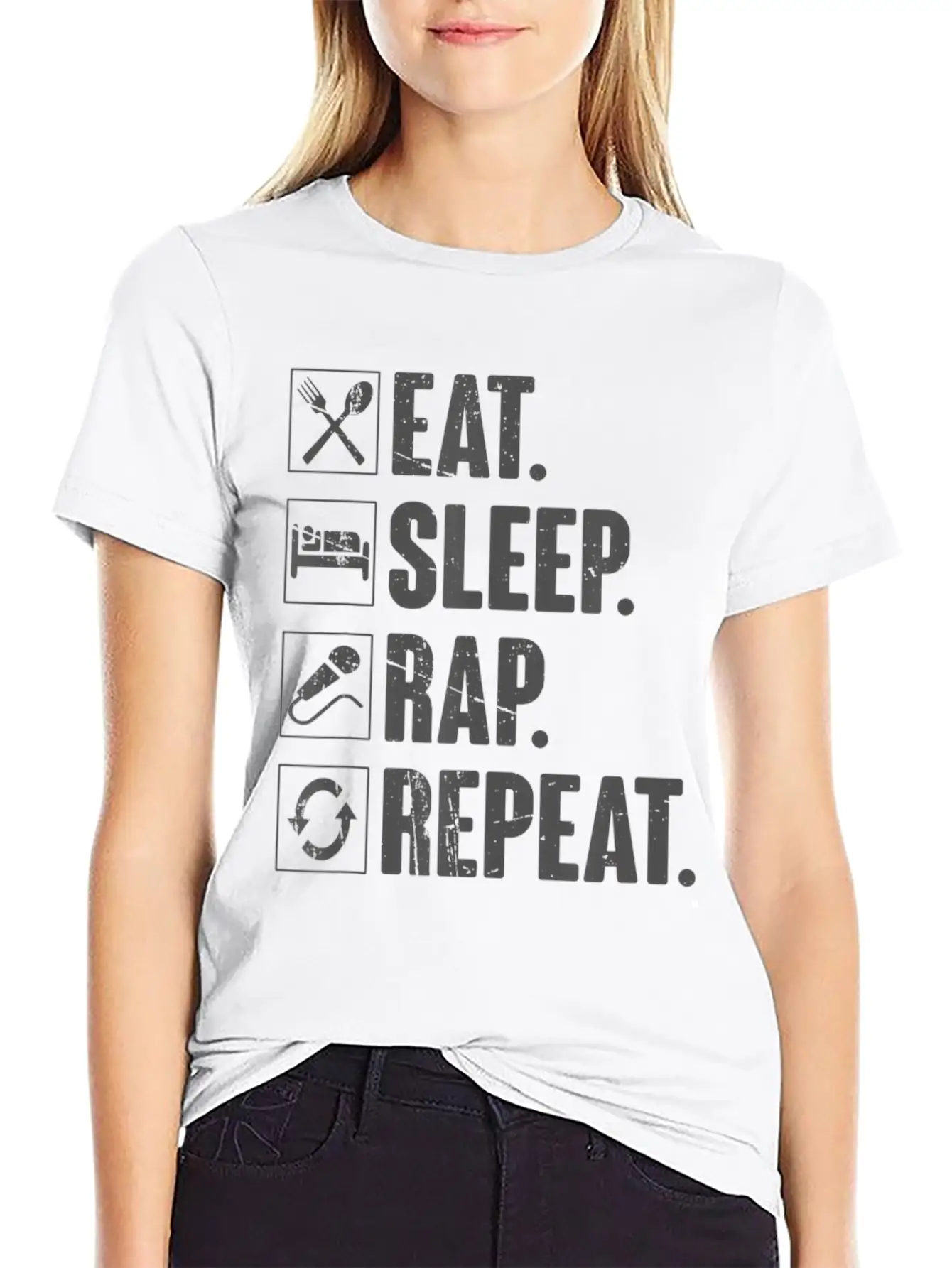 Eat Sleep Rap Repeat Funny Rapper Gift T Soft Cotton Short Sleeve Tee ¨C Unisex Wardrobe Staple
