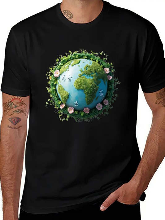 Eco Globe T-Shirt ¨C Watercolor Design With Renewab Essential Cotton Tee For Daily Outfits ¨C Unisex Style