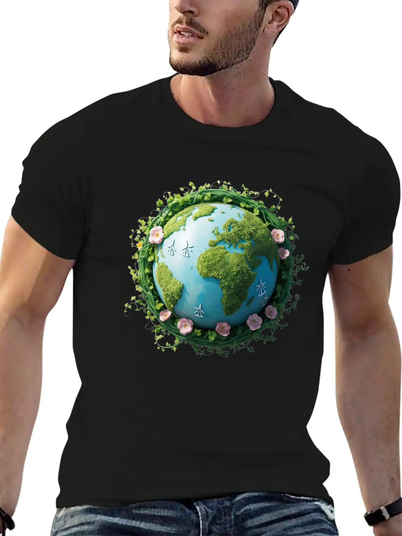 Eco Globe T-Shirt ¨C Watercolor Design With Renewab Essential Cotton Tee For Daily Outfits ¨C Unisex Style