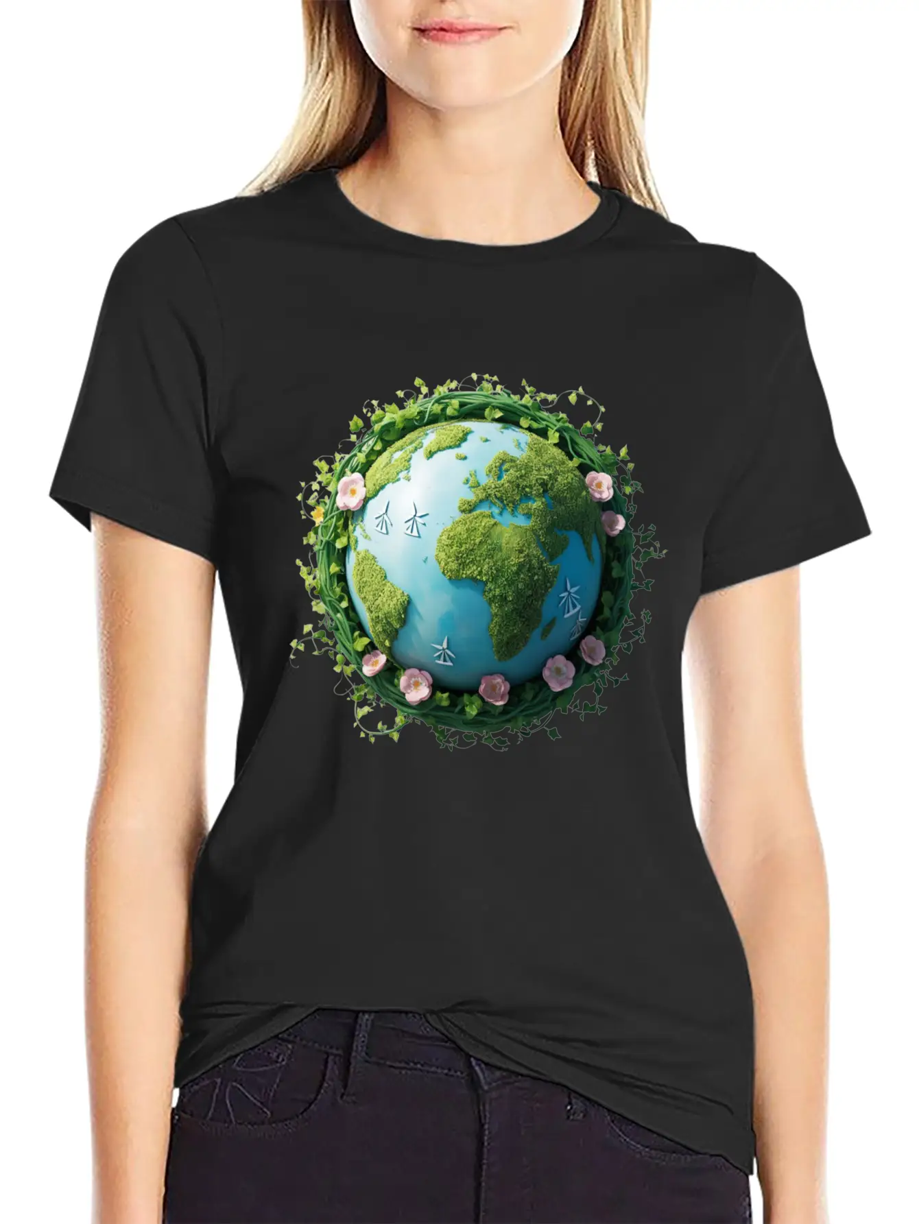 Eco Globe T-Shirt ¨C Watercolor Design With Renewab Essential Cotton Tee For Daily Outfits ¨C Unisex Style