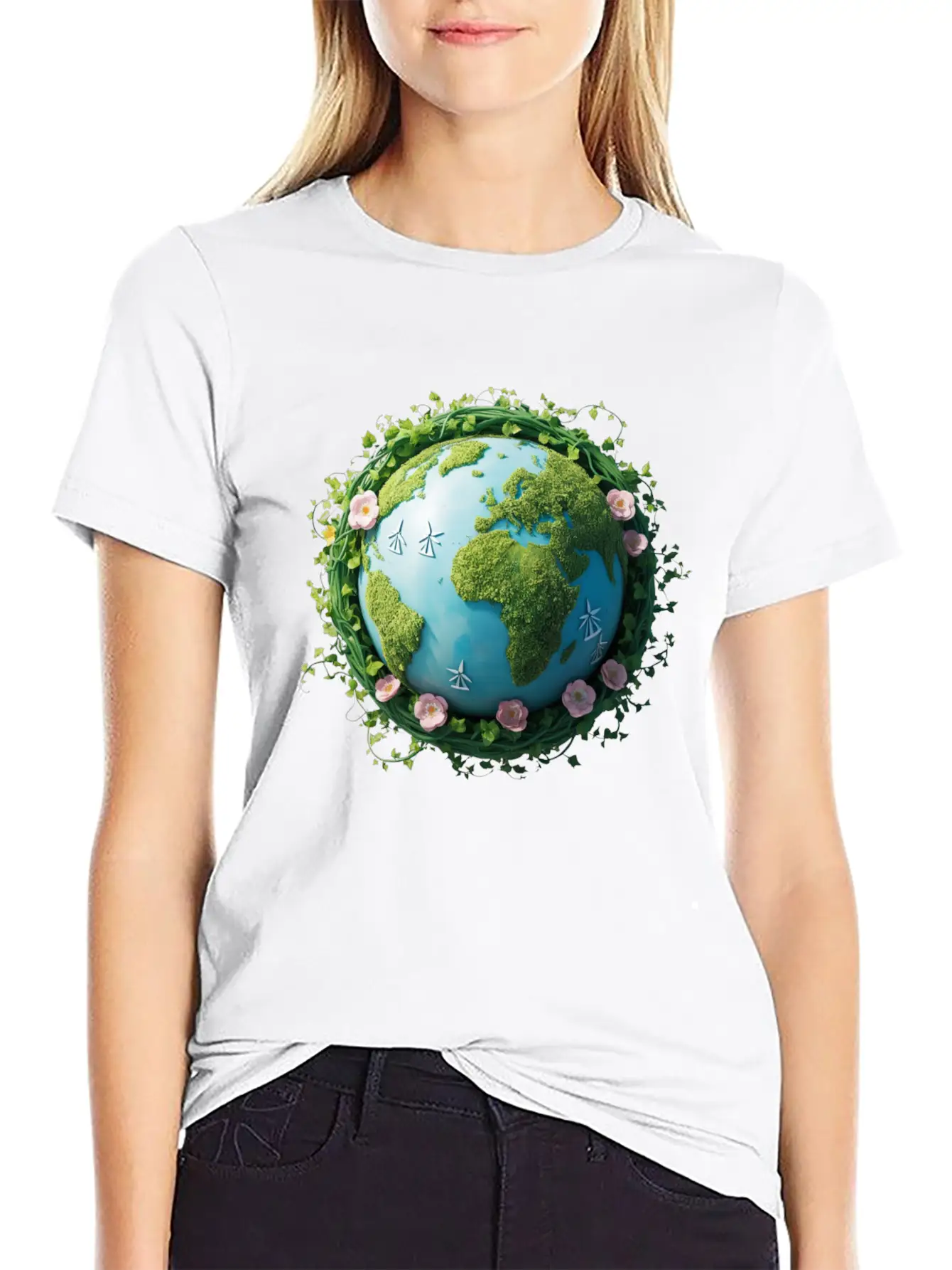 Eco Globe T-Shirt ¨C Watercolor Design With Renewab Essential Cotton Tee For Daily Outfits ¨C Unisex Style