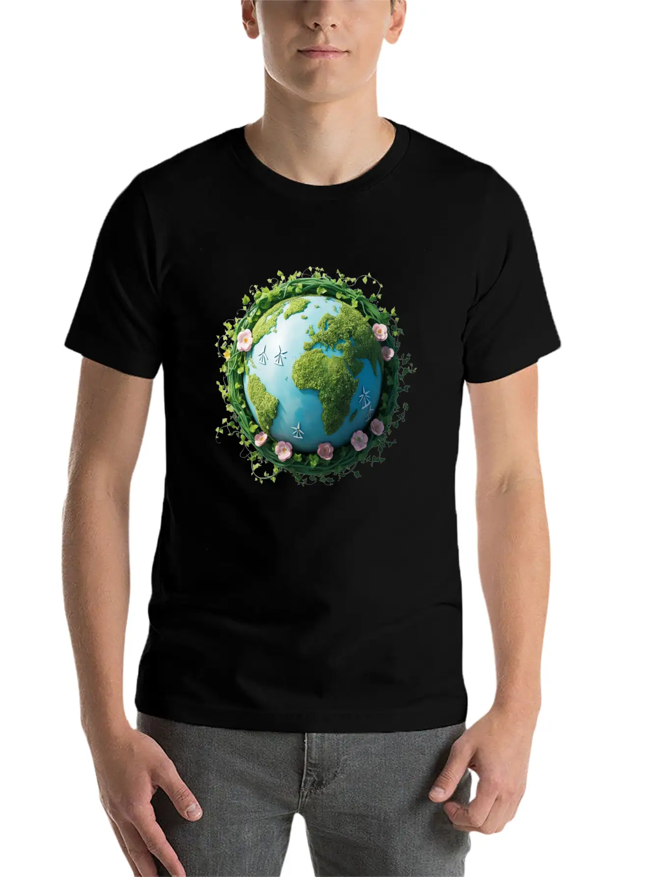 Eco Globe T-Shirt ¨C Watercolor Design With Renewab Essential Cotton Tee For Daily Outfits ¨C Unisex Style