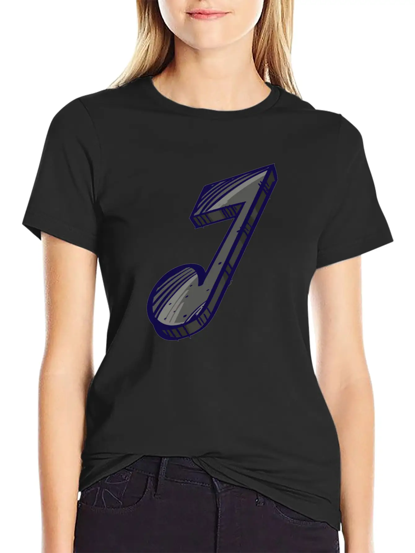 Eighth Note Illustration Essential Cotton Tee For Daily Outfits ¨C Unisex Style