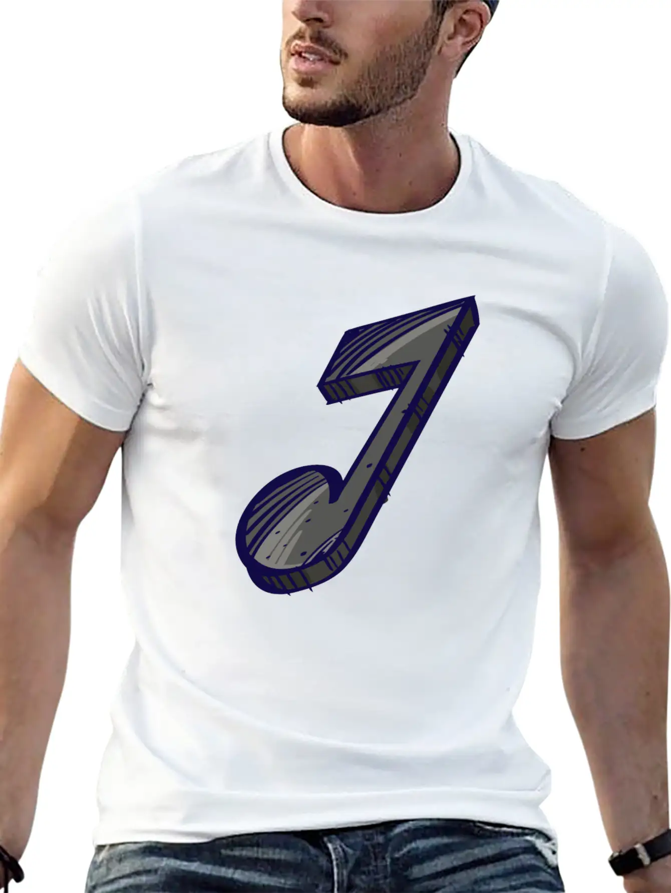 Eighth Note Illustration Essential Cotton Tee For Daily Outfits ¨C Unisex Style