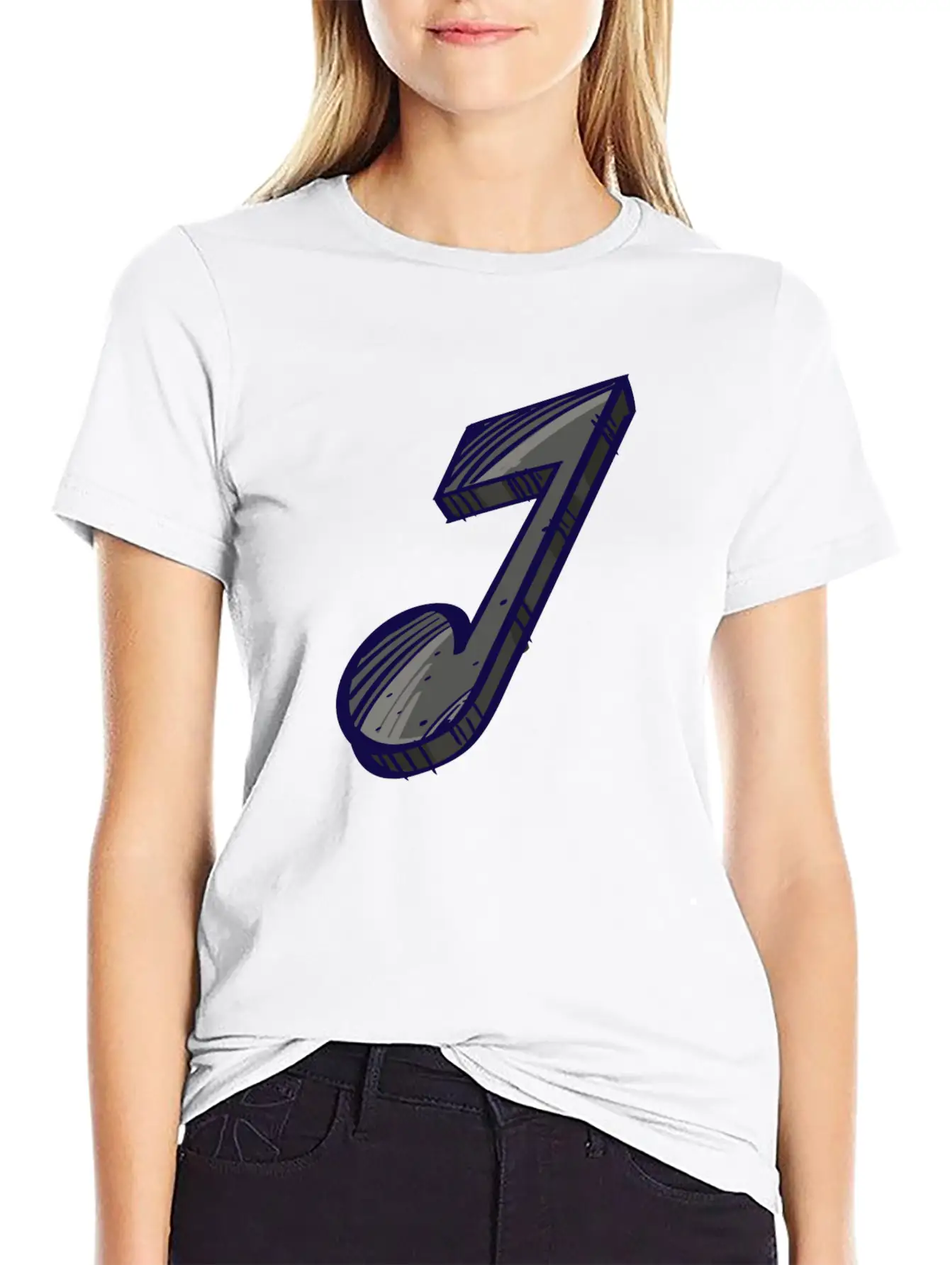 Eighth Note Illustration Essential Cotton Tee For Daily Outfits ¨C Unisex Style