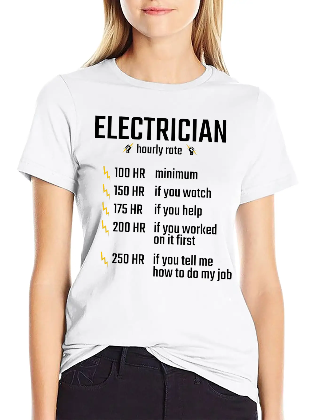 Electrician Hourly Rate Profession Training Gift Essential Cotton Tee For Daily Outfits ¨C Unisex Style