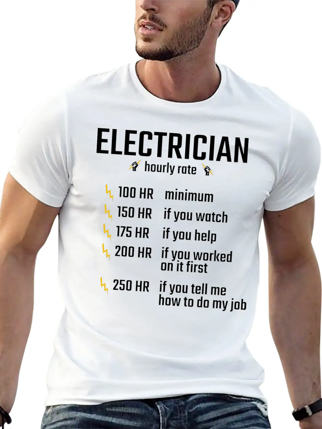 Electrician Hourly Rate Profession Training Gift Essential Cotton Tee For Daily Outfits ¨C Unisex Style
