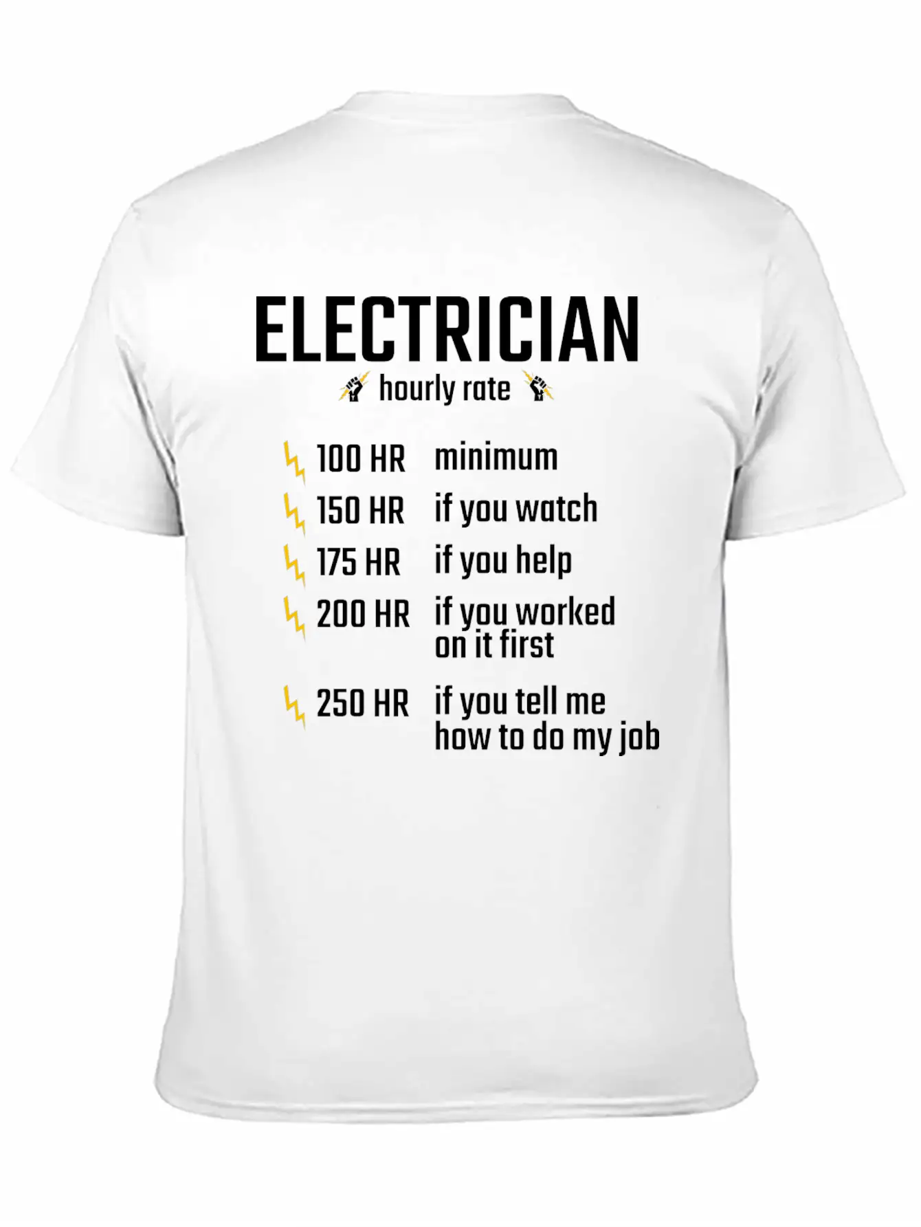 Electrician Hourly Rate Profession Training Gift Essential Cotton Tee For Daily Outfits ¨C Unisex Style