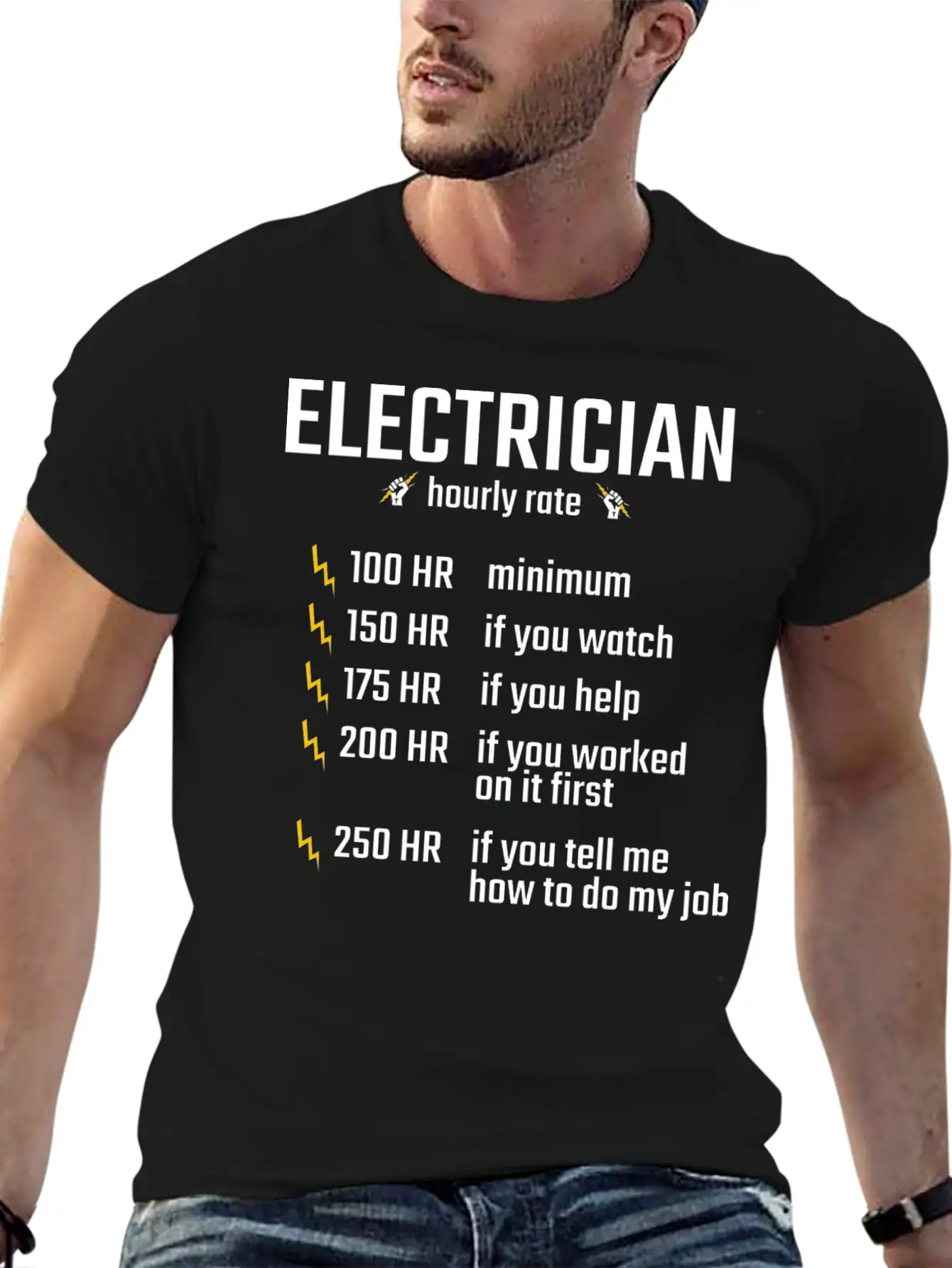 Electrician Hourly Rate Profession Training Gift Essential Cotton Tee For Daily Outfits ¨C Unisex Style