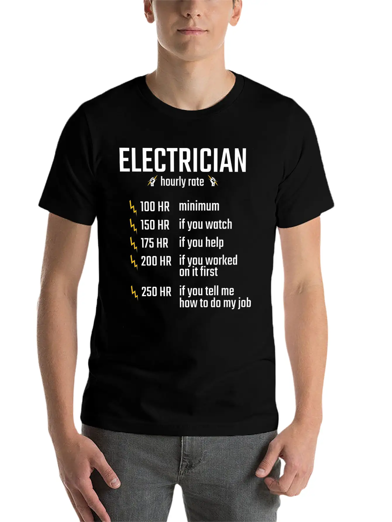 Electrician Hourly Rate Profession Training Gift Essential Cotton Tee For Daily Outfits ¨C Unisex Style