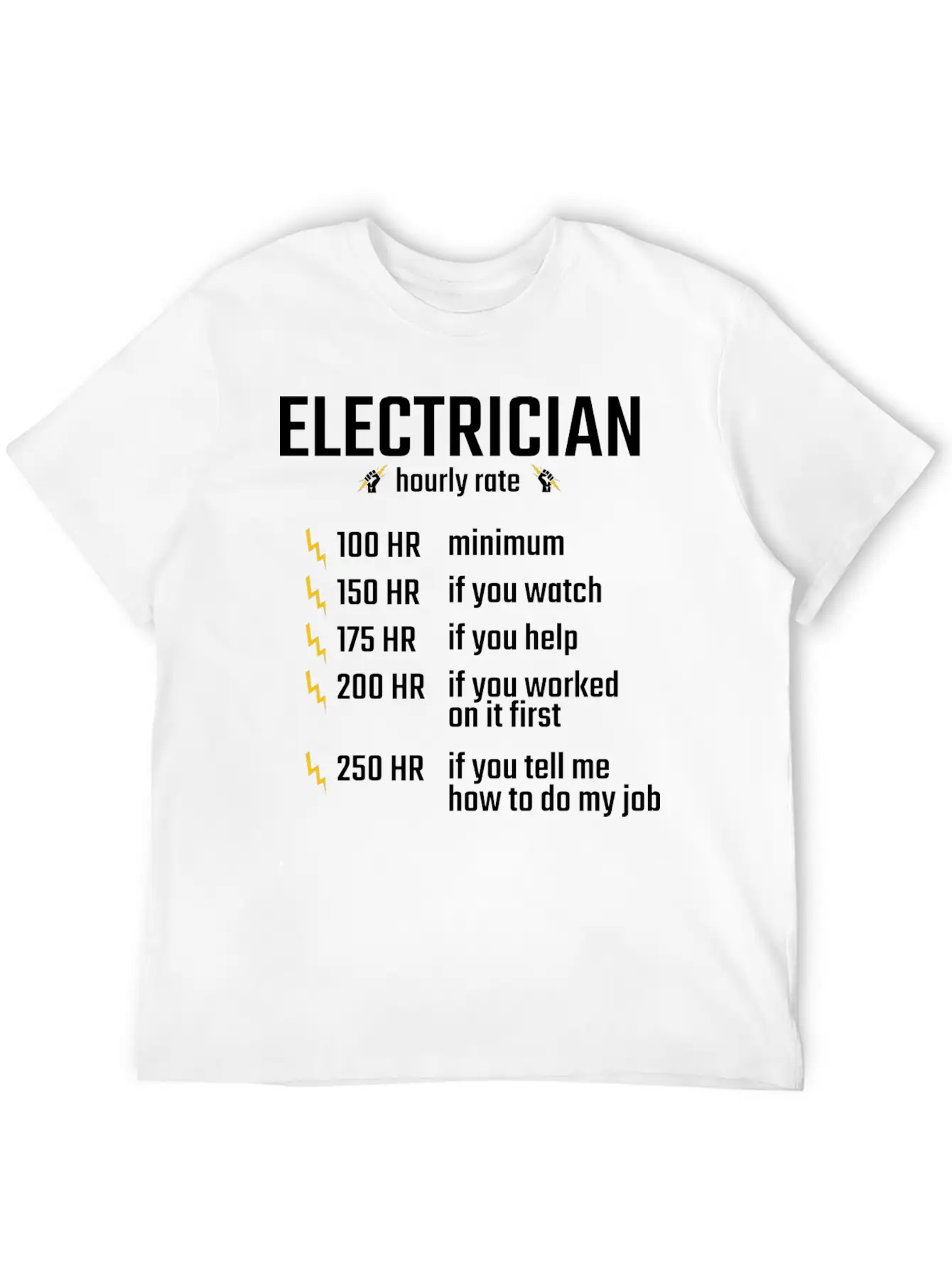 Electrician Hourly Rate Profession Training Gift Essential Cotton Tee For Daily Outfits ¨C Unisex Style
