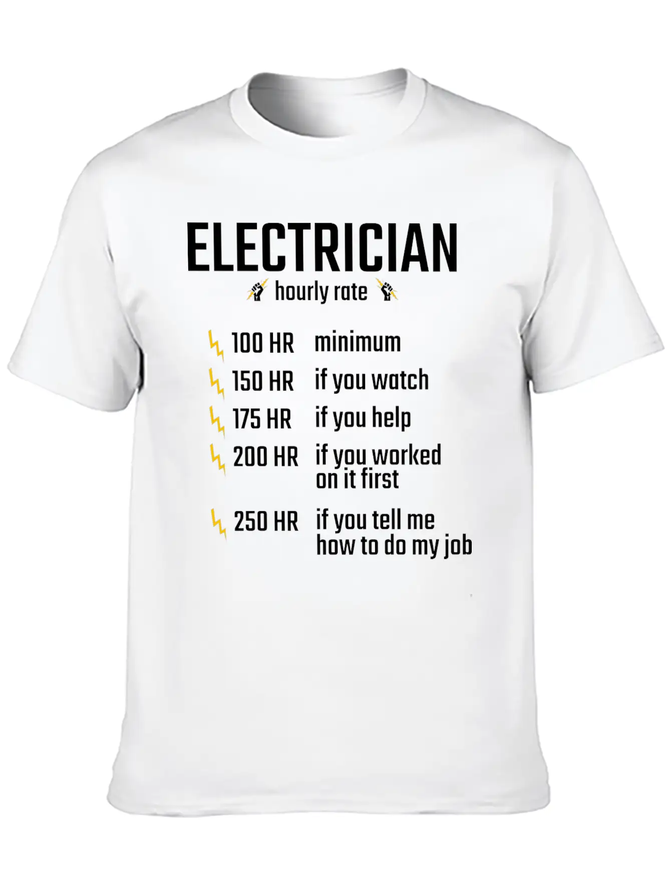 Electrician Hourly Rate Profession Training Gift Essential Cotton Tee For Daily Outfits ¨C Unisex Style