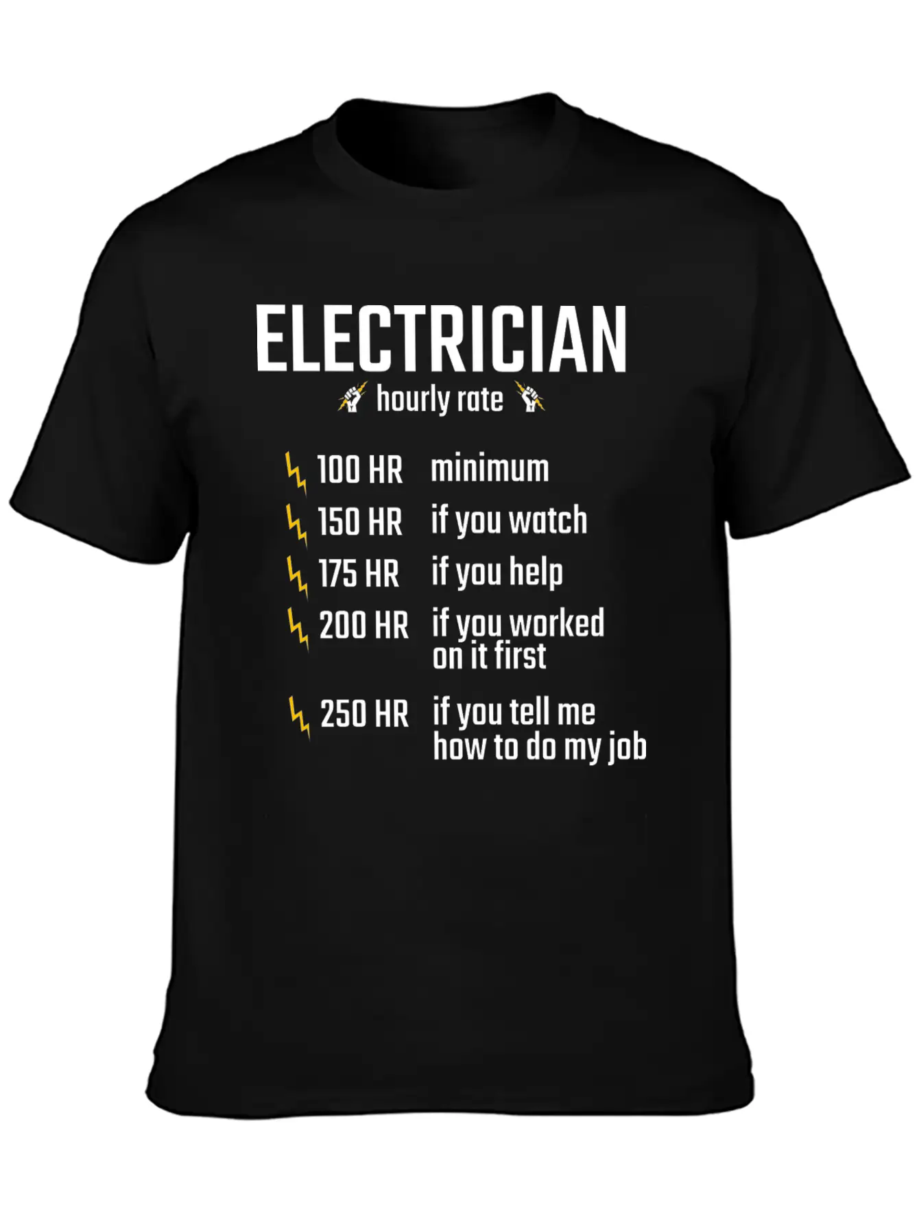 Electrician Hourly Rate Profession Training Gift Essential Cotton Tee For Daily Outfits ¨C Unisex Style