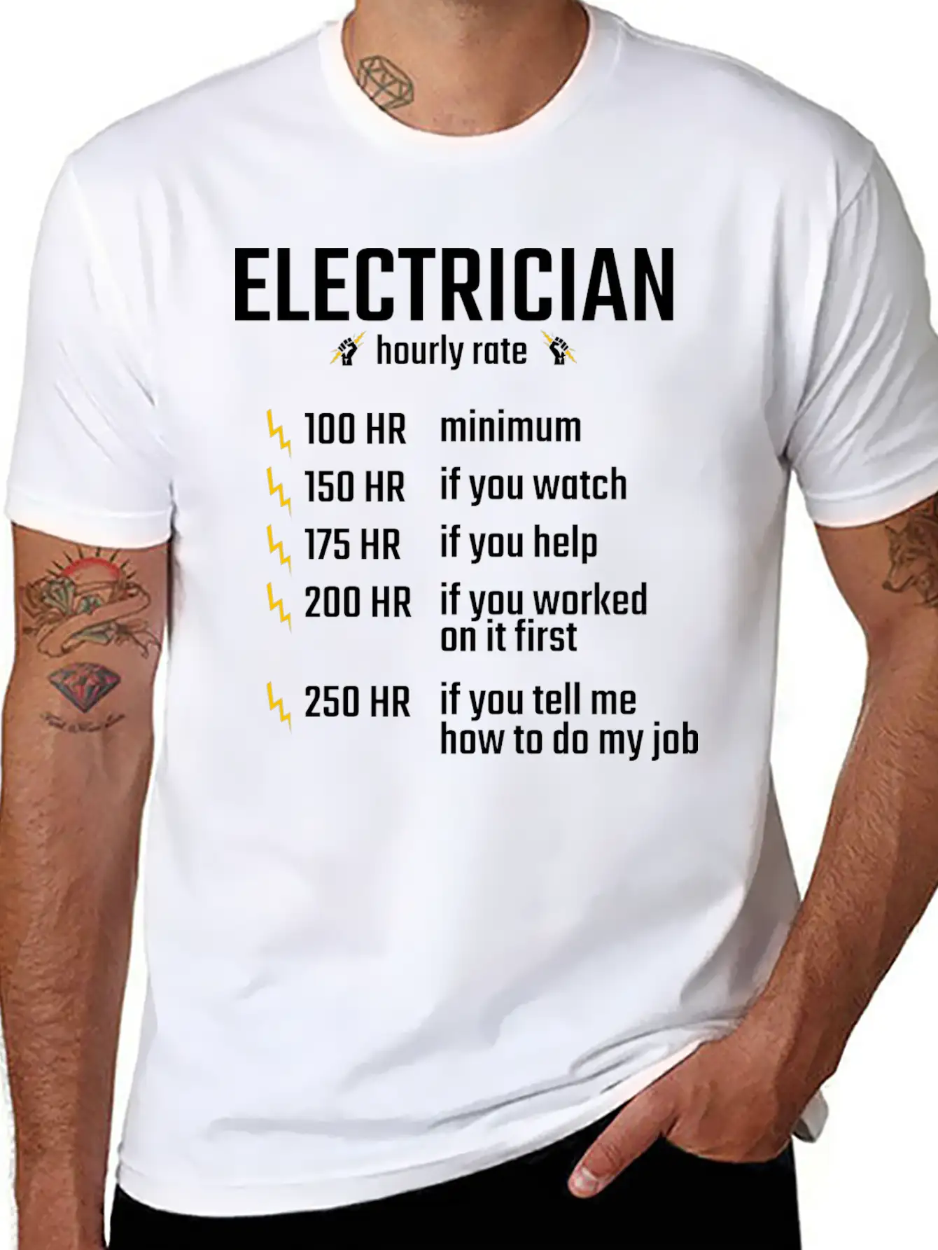 Electrician Hourly Rate Profession Training Gift Essential Cotton Tee For Daily Outfits ¨C Unisex Style