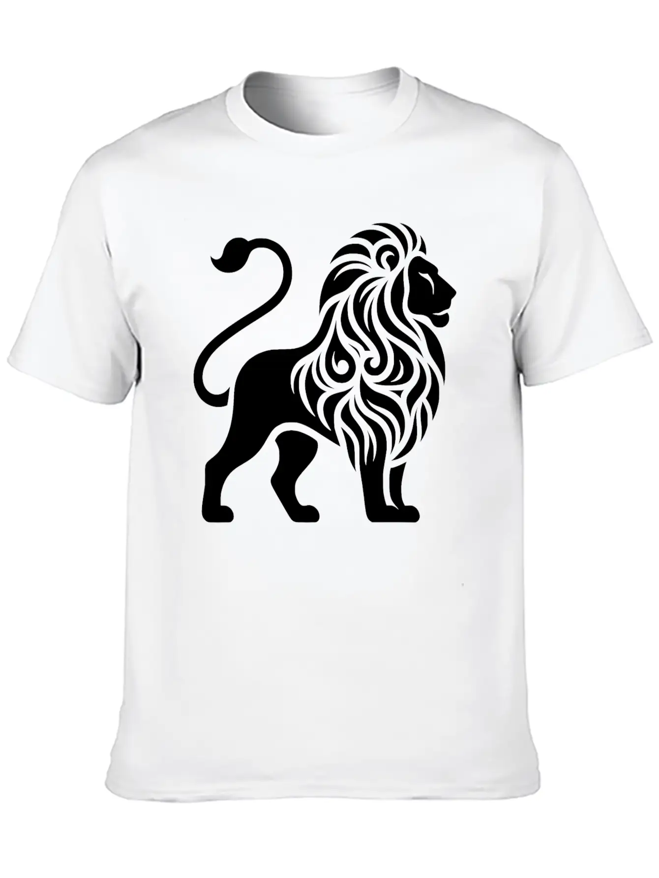 Elegant Tattoo Lion With A Mighty Mane Essential Cotton Tee For Daily Outfits ¨C Unisex Style