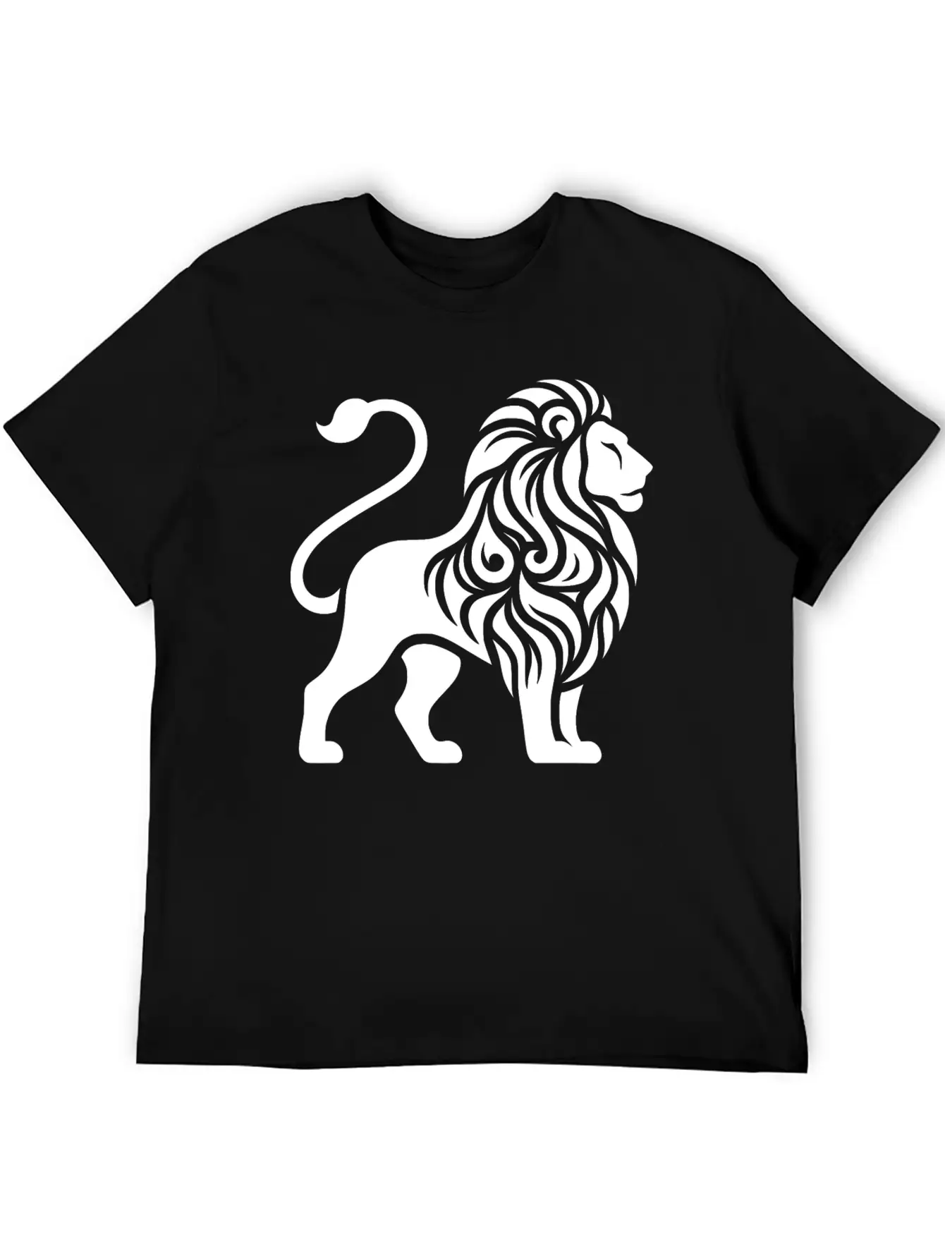 Elegant Tattoo Lion With A Mighty Mane Essential Cotton Tee For Daily Outfits ¨C Unisex Style