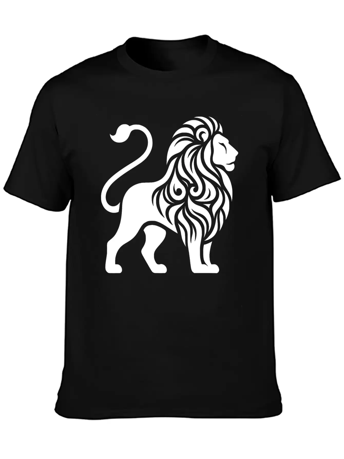 Elegant Tattoo Lion With A Mighty Mane Essential Cotton Tee For Daily Outfits ¨C Unisex Style