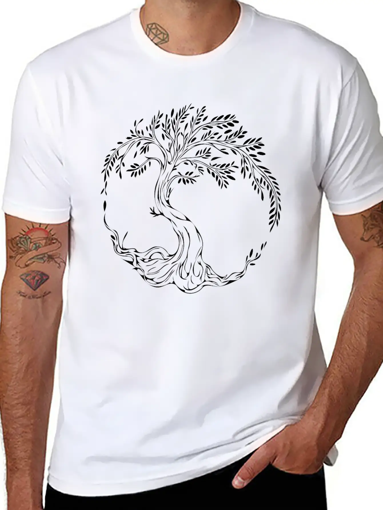 Elegant Tree Of Life Basic Graphic T-Shirt ¨C Daily Comfort In Soft Cotton